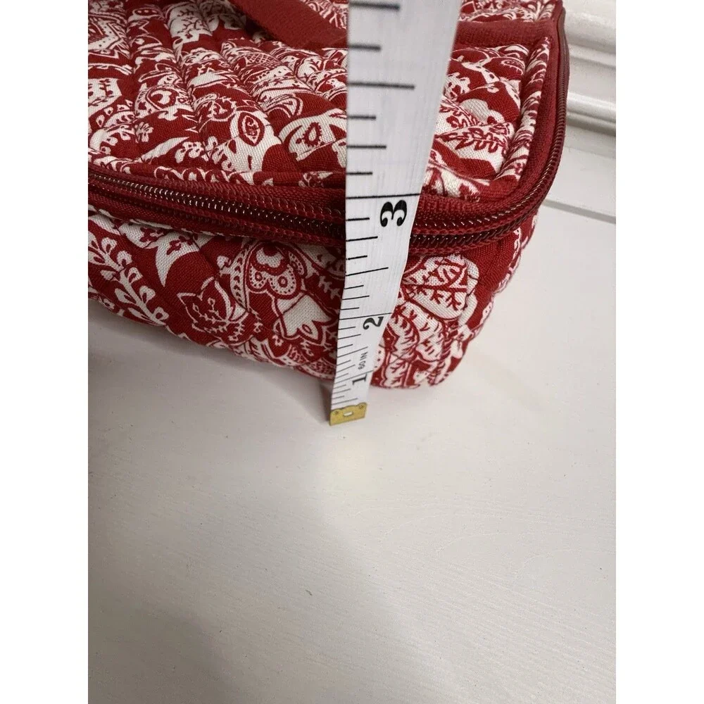 Vera Bradley Red White Quilted Travel Cosmetic Organizer Case Floral Bag